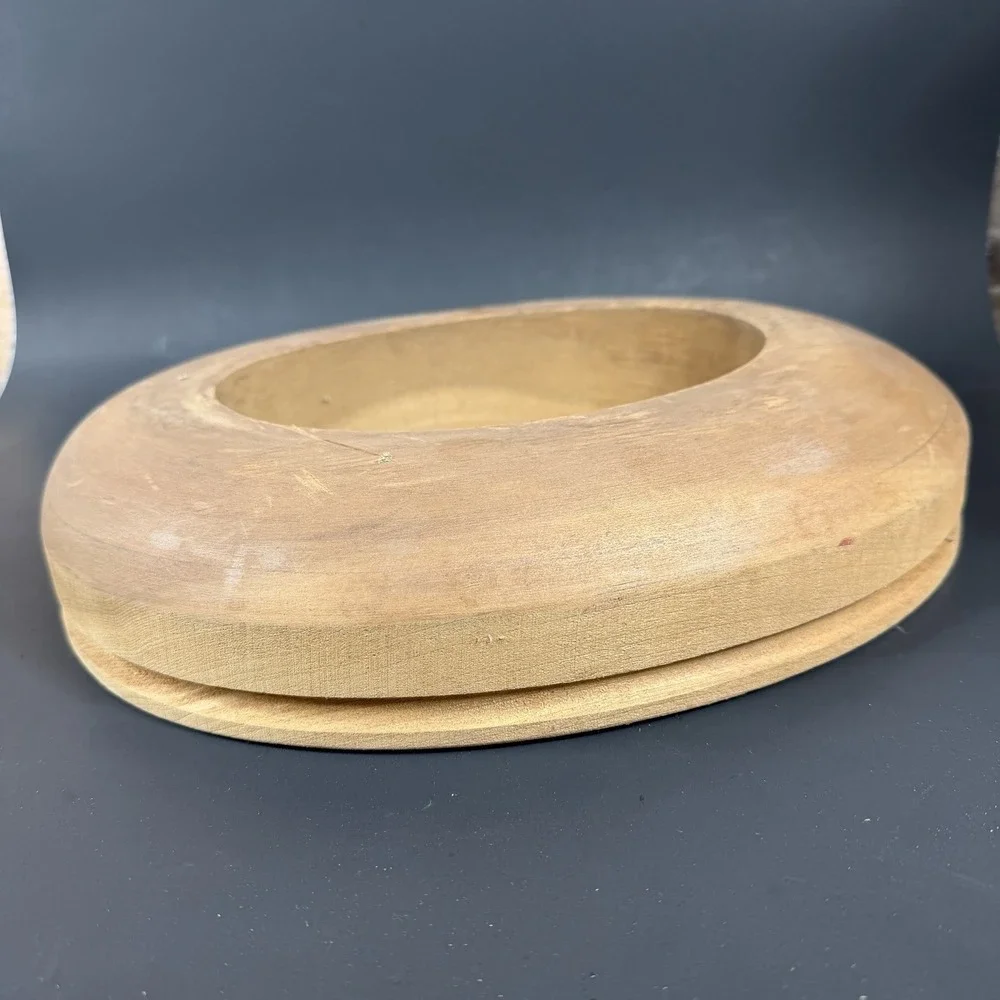 Antique Wooden Block Hat Brim Mold Millinery Form 547 6 7/8 2 1/2 2 3/4 Primitiv